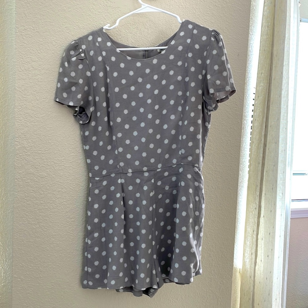 Grey polka dot romper
